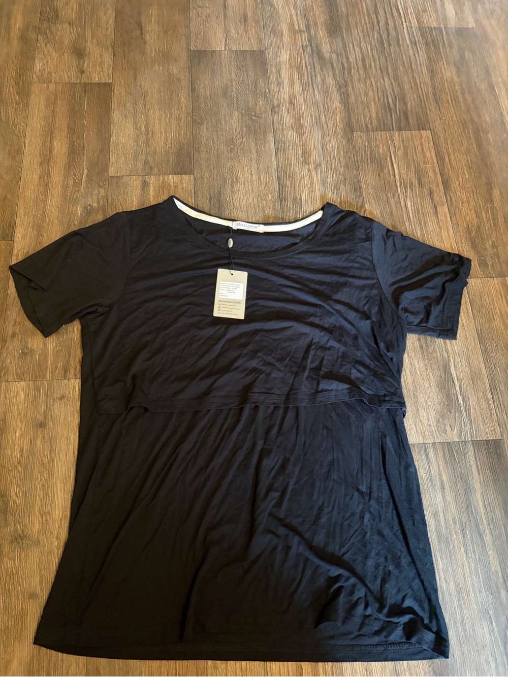 Smallshow Women’s Maternity Nursing Top Layered Black Size XL Soft Stretchy